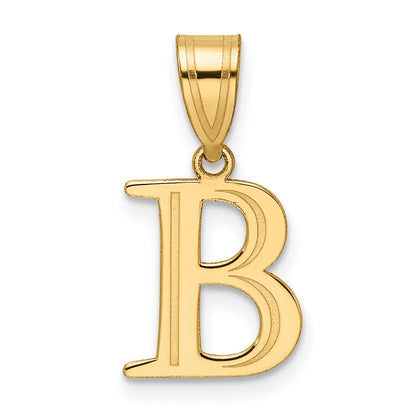14k Polished Etched Letter B Initial Pendant