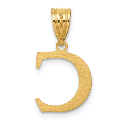 14k Polished Etched Letter C Initial Pendant