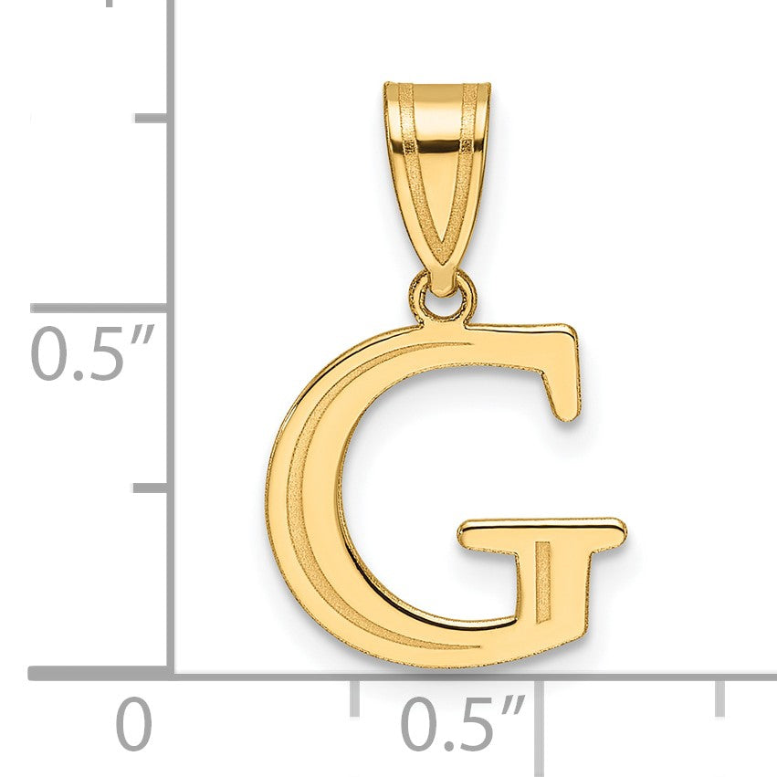 14k Polished Etched Letter G Initial Pendant