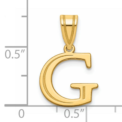 14k Polished Etched Letter G Initial Pendant