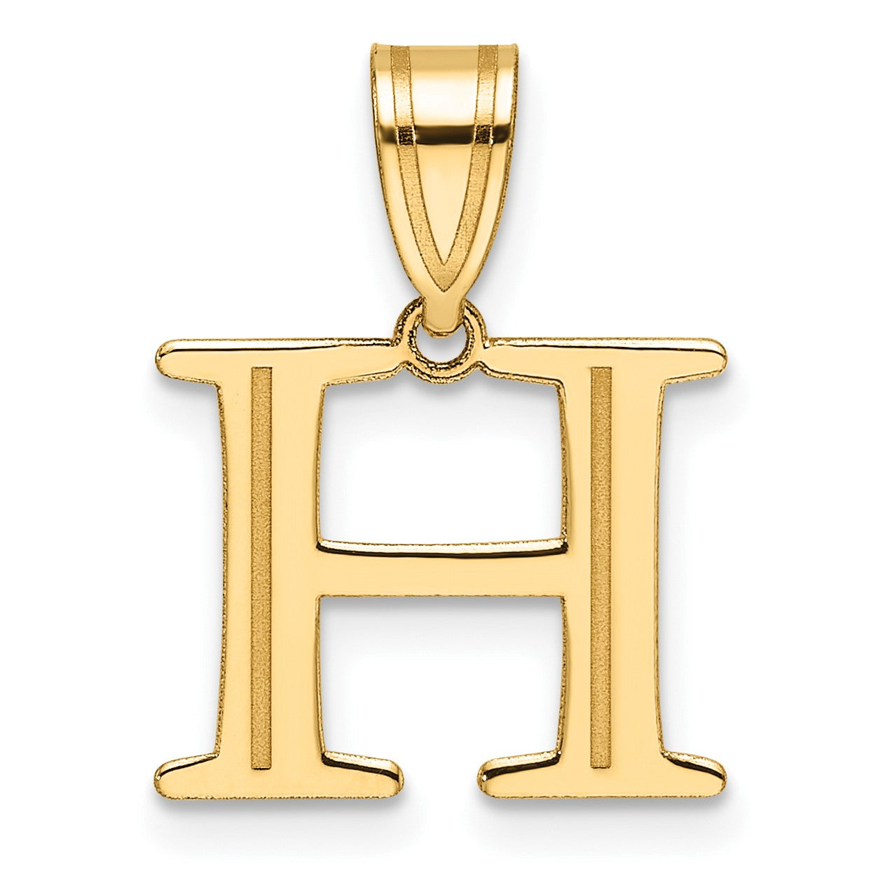 14k Polished Etched Letter H Initial Pendant