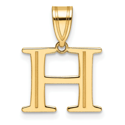 14k Polished Etched Letter H Initial Pendant