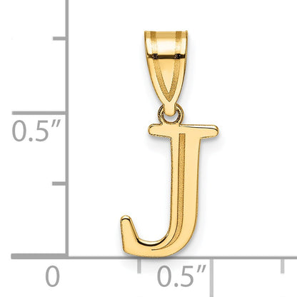 14k Polished Etched Letter J Initial Pendant