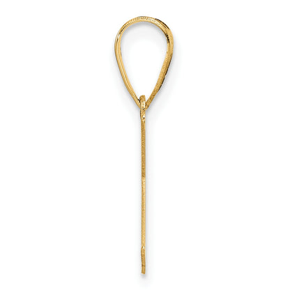14k Polished Etched Letter K Initial Pendant