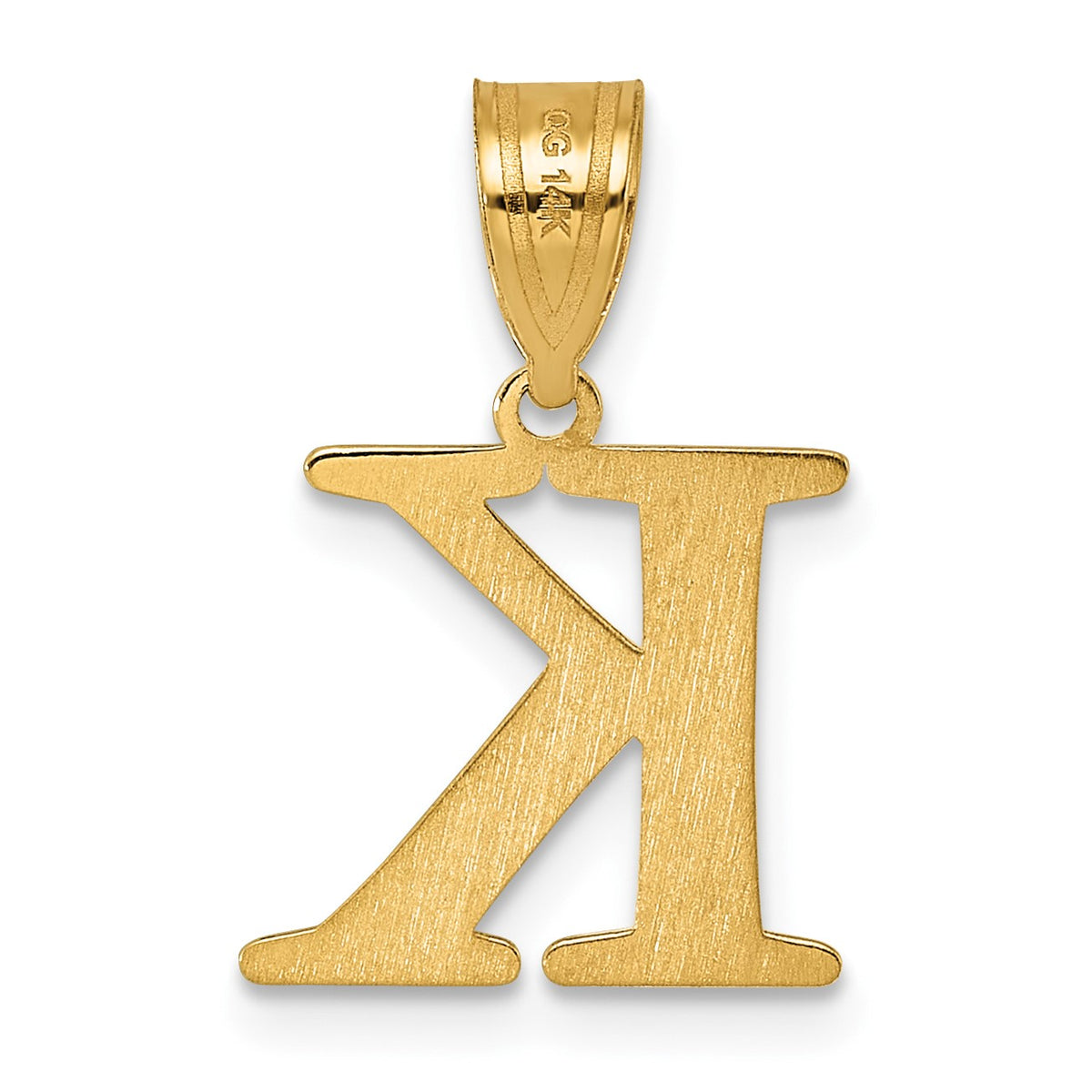 14k Polished Etched Letter K Initial Pendant