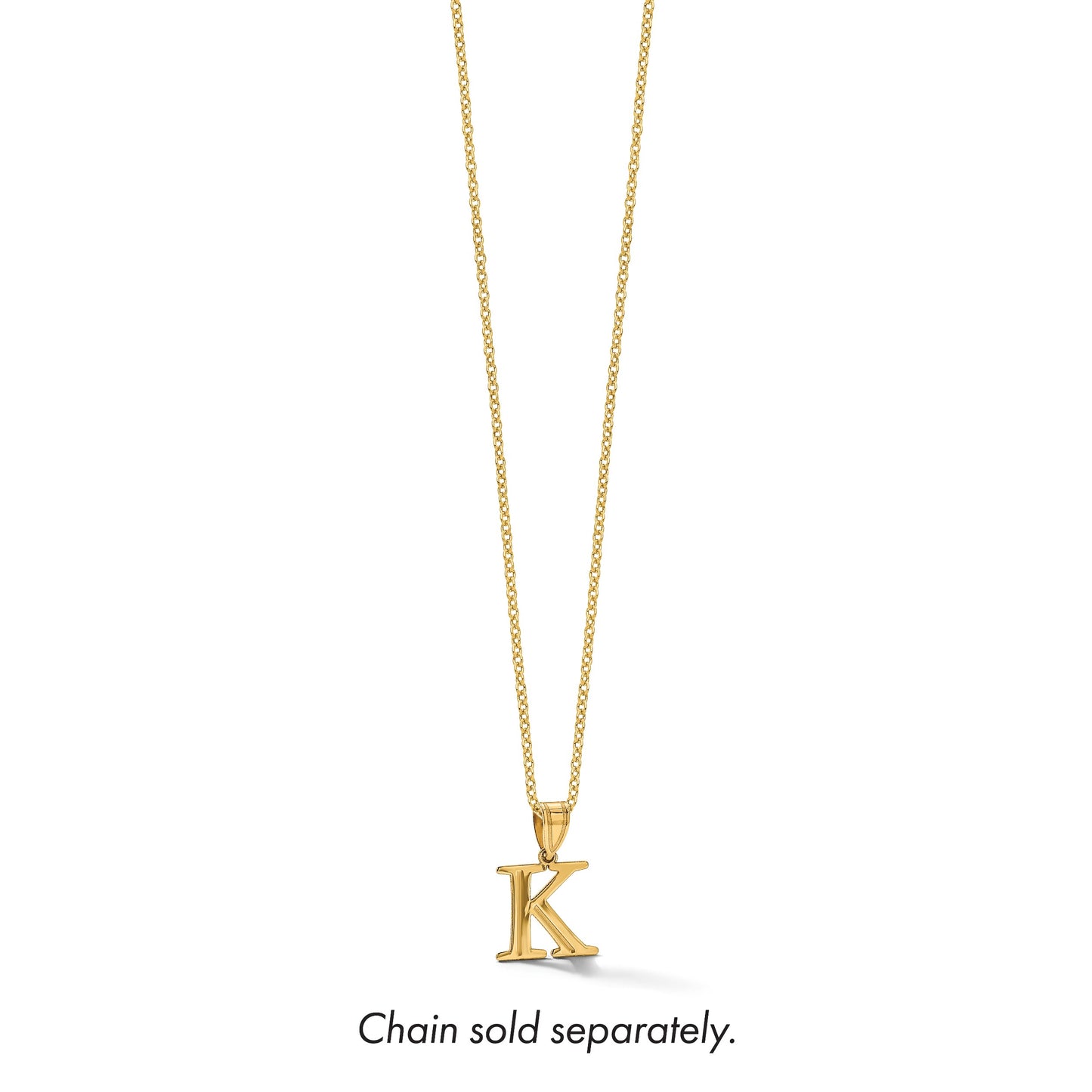 14k Polished Etched Letter K Initial Pendant