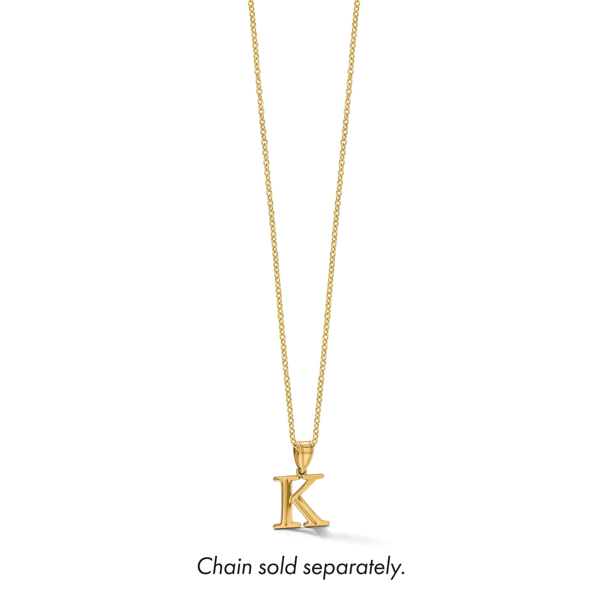 14k Polished Etched Letter K Initial Pendant