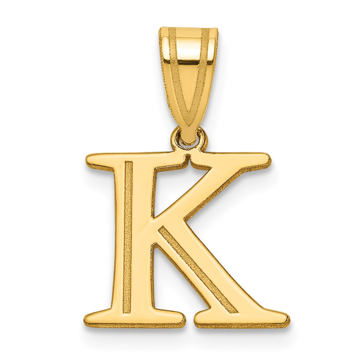 14k Polished Etched Letter K Initial Pendant