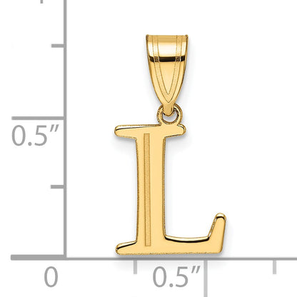 14k Polished Etched Letter L Initial Pendant