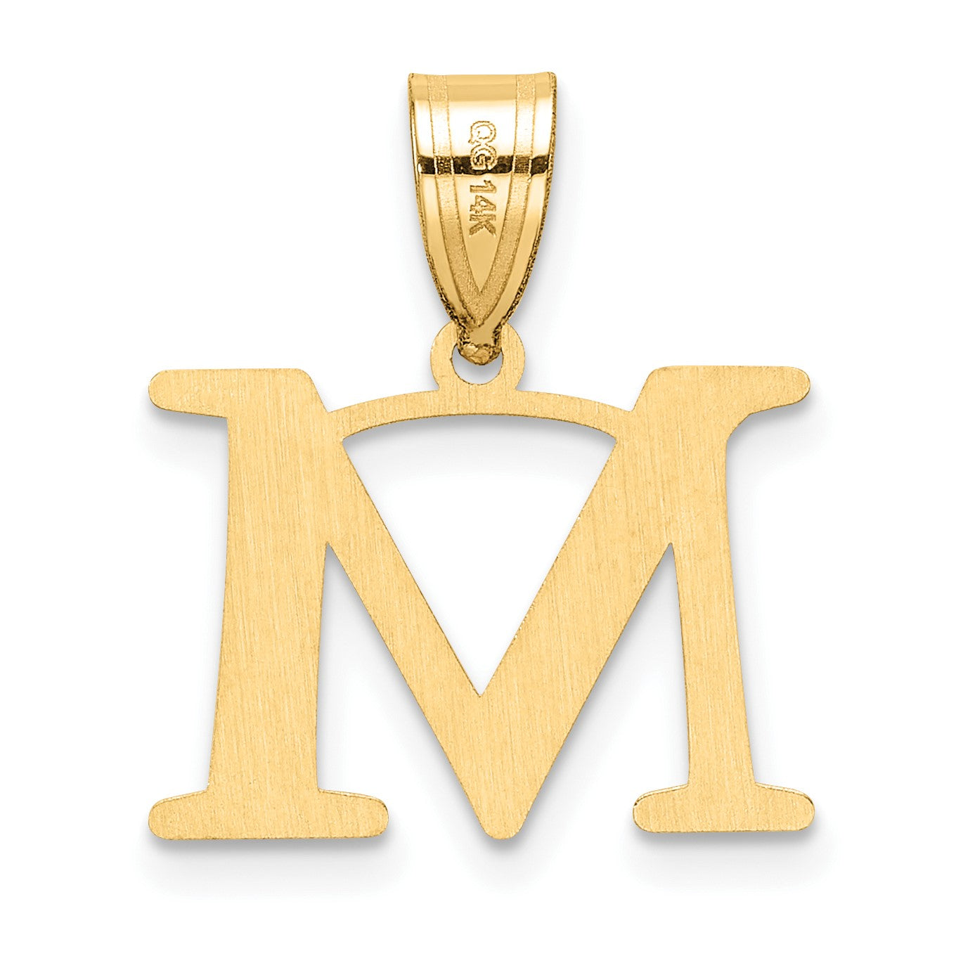 14k Polished Etched Letter M Initial Pendant