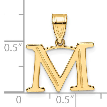 14k Polished Etched Letter M Initial Pendant