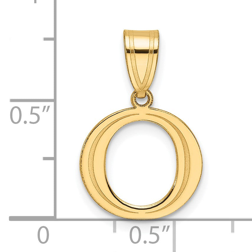 14k Polished Etched Letter O Initial Pendant