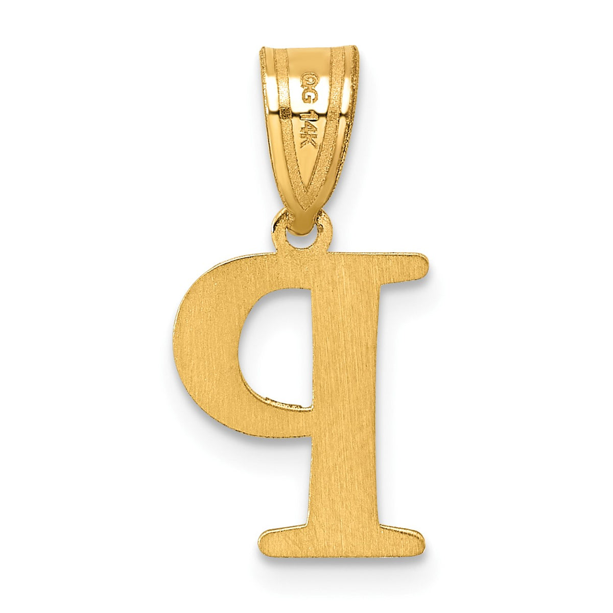 14k Polished Etched Letter P Initial Pendant