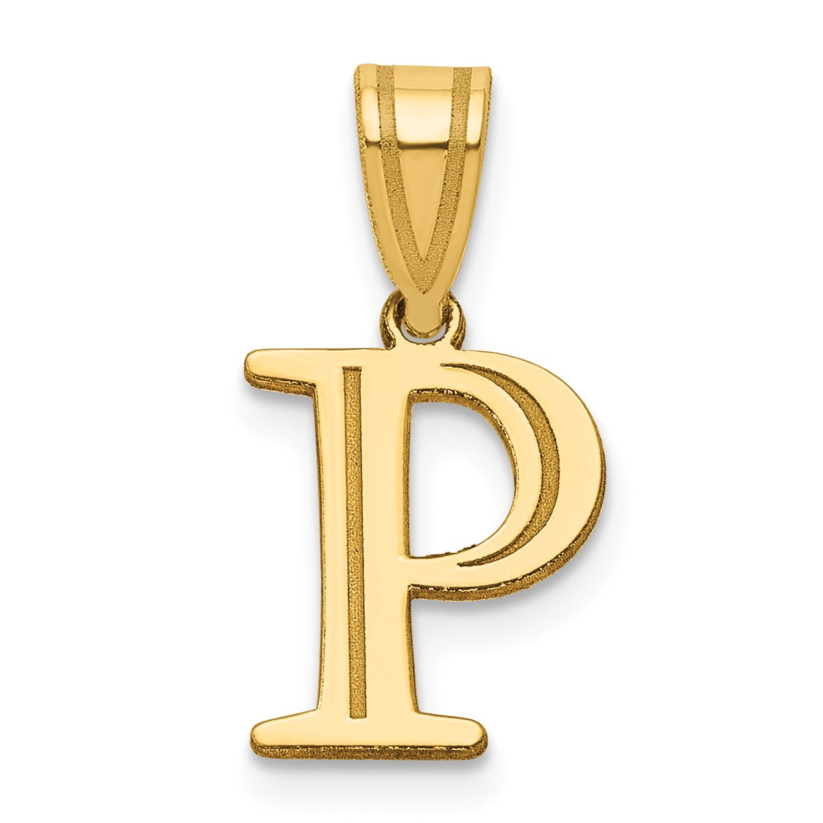 14k Polished Etched Letter P Initial Pendant