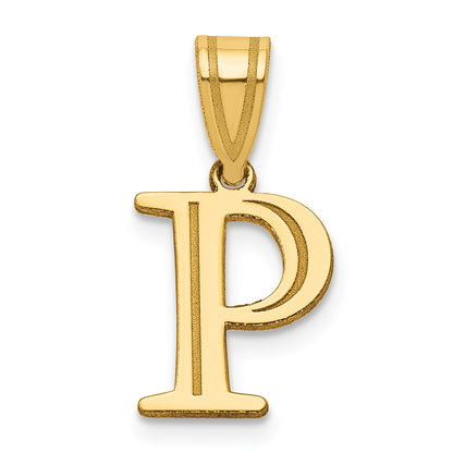 14k Polished Etched Letter P Initial Pendant