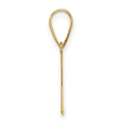 14k Polished Etched Letter R Initial Pendant