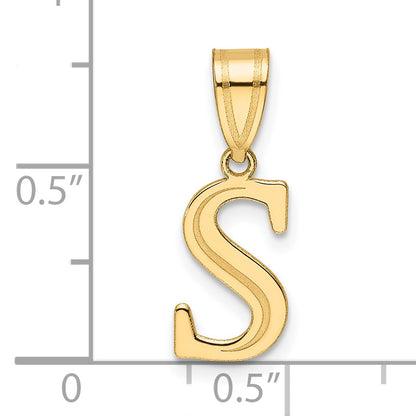 14k Polished Etched Letter S Initial Pendant