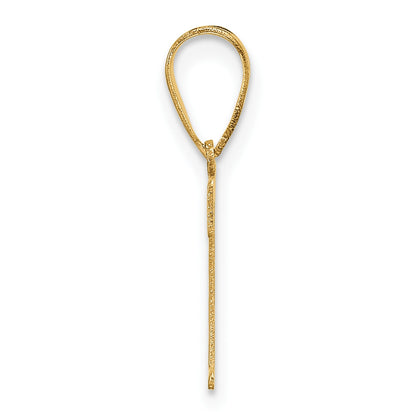 14k Polished Etched Letter T Initial Pendant