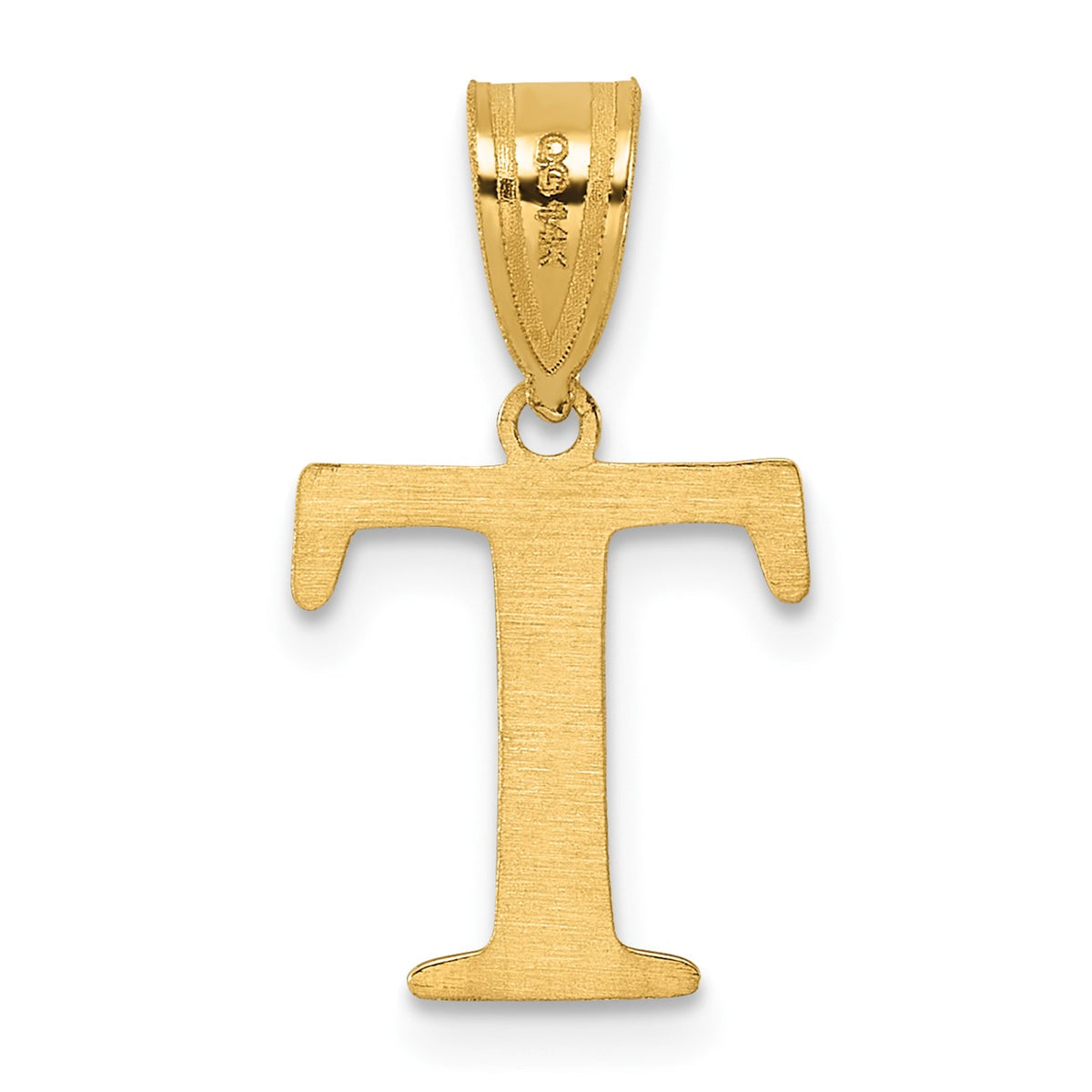 14k Polished Etched Letter T Initial Pendant