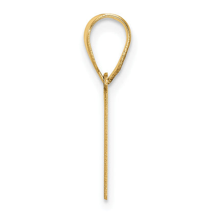 14k Polished Etched Letter V Initial Pendant