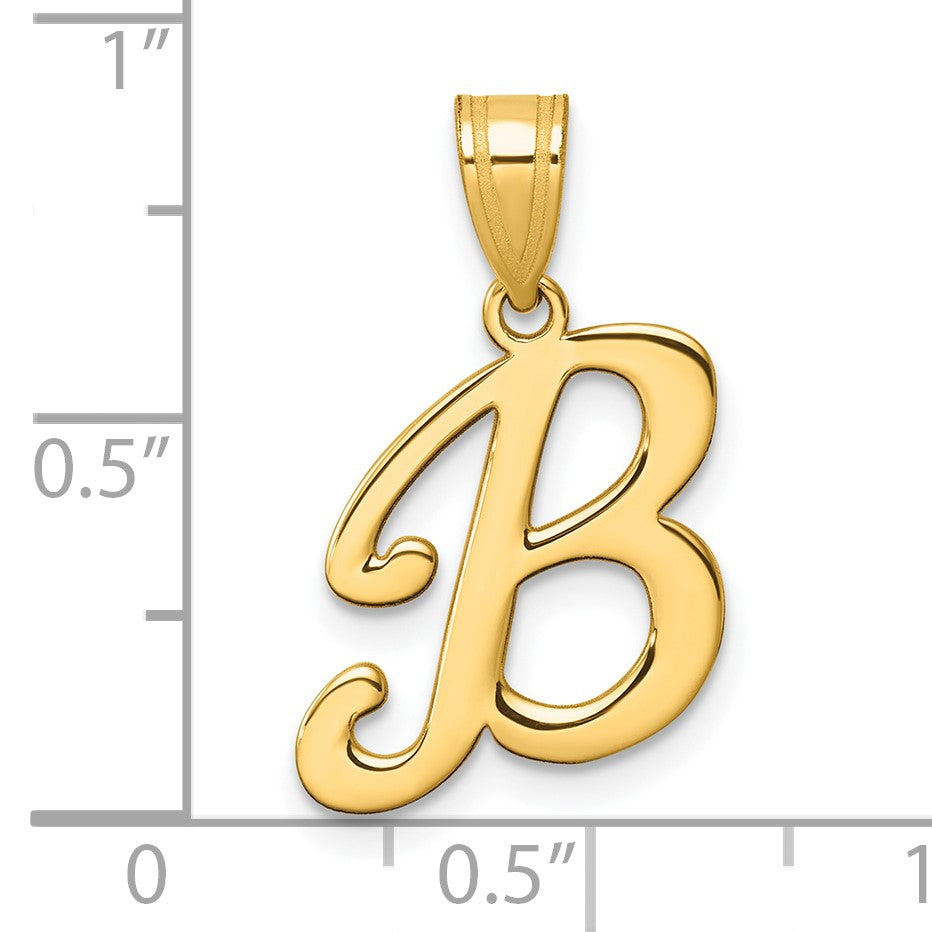 14K Script Letter B Initial Pendant