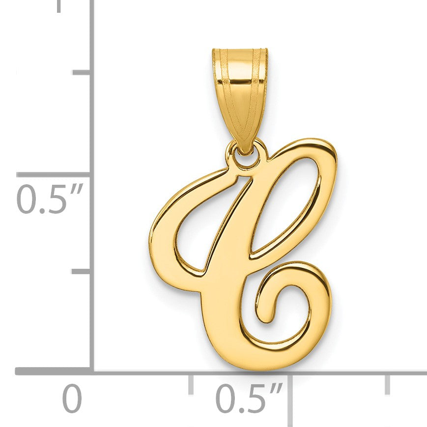 14K Script Letter C Initial Pendant