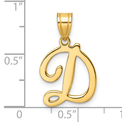 14K Script Letter D Initial Pendant