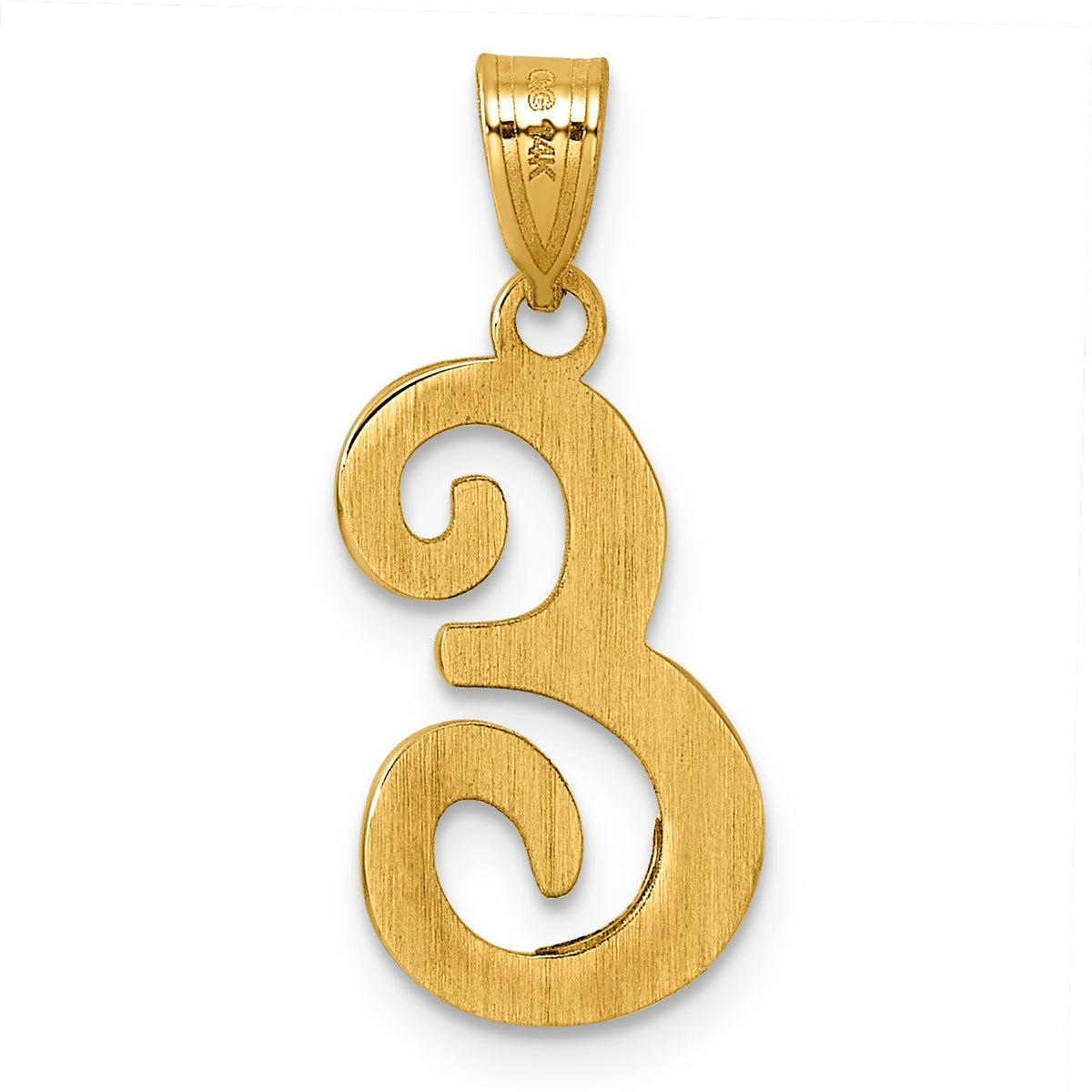 14K Script Letter E Initial Pendant