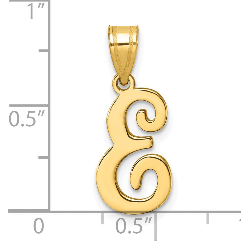14K Script Letter E Initial Pendant