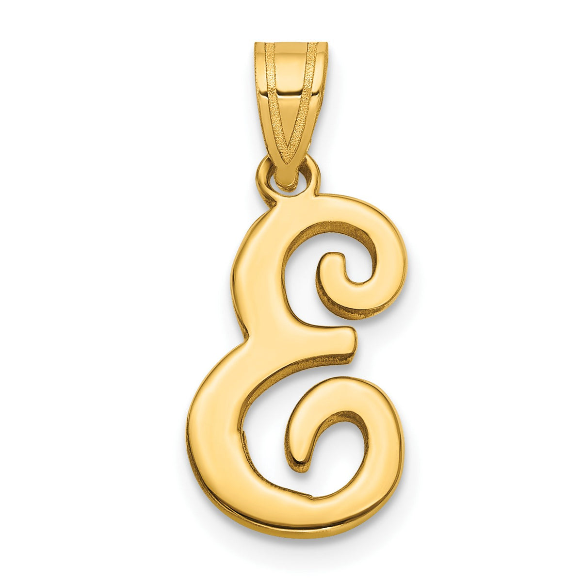 14K Script Letter E Initial Pendant