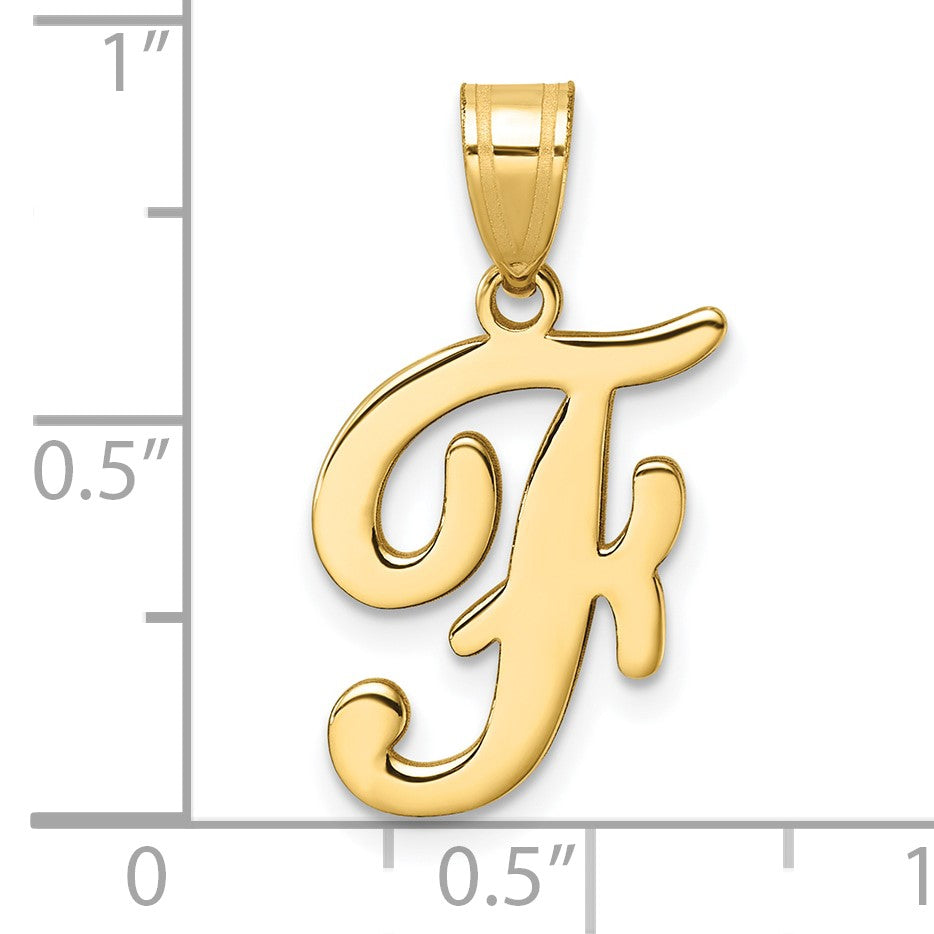 14K Script Letter F Initial Pendant