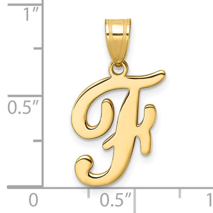 14K Script Letter F Initial Pendant