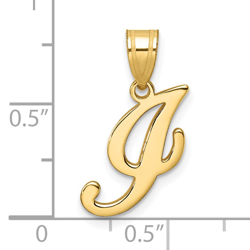 14K Script Letter I Initial Pendant
