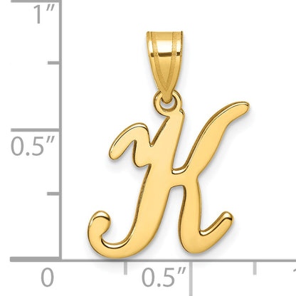 14K Script Letter K Initial Pendant