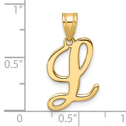 14K Script Letter L Initial Pendant