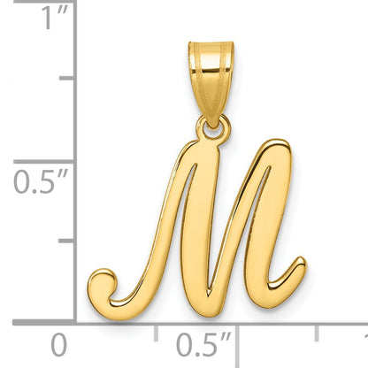 14K Script Letter M Initial Pendant
