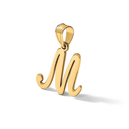 14K Script Letter M Initial Pendant