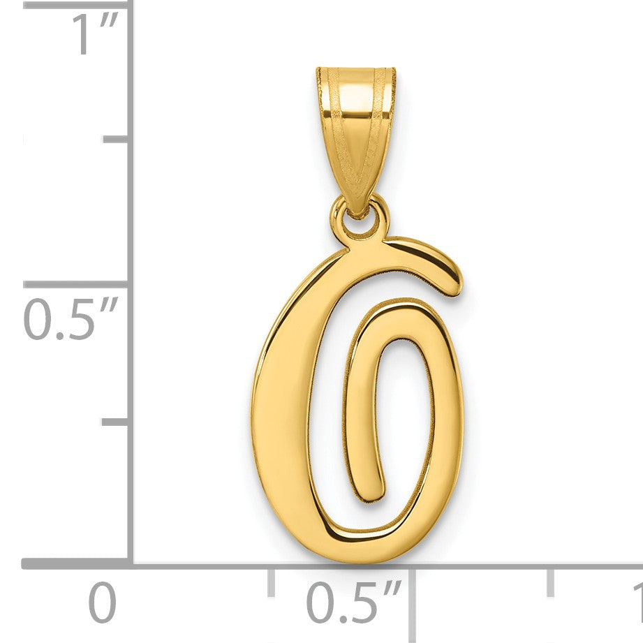 14K Script Letter O Initial Pendant