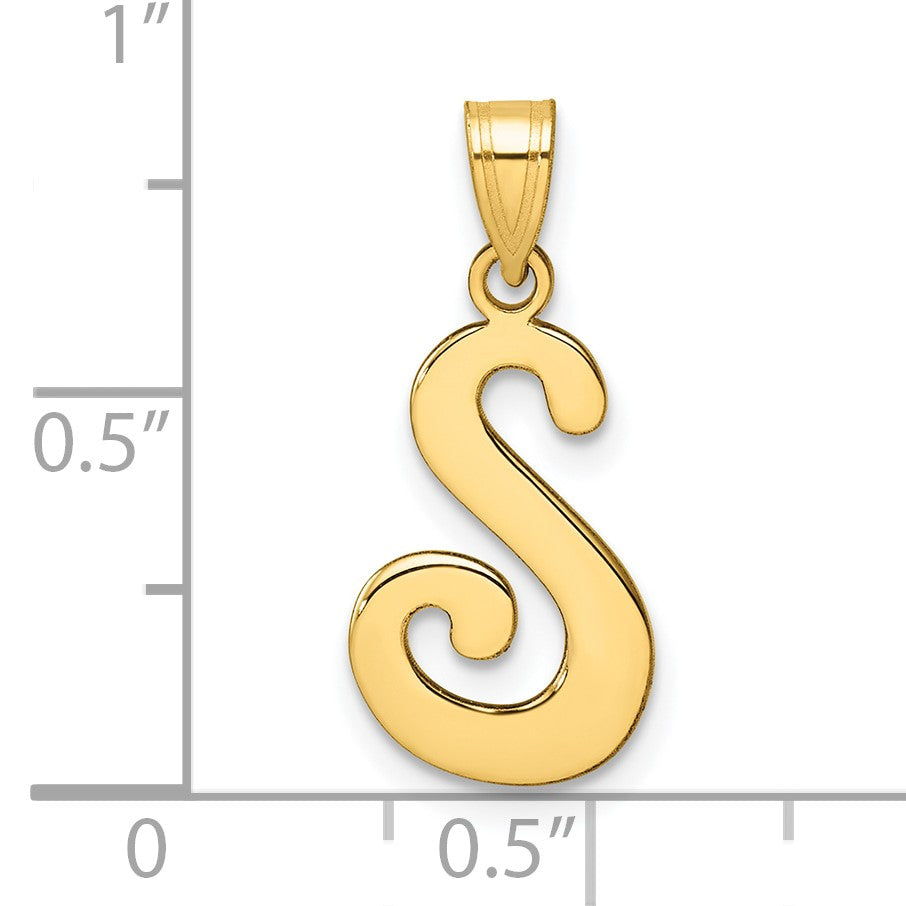 14K Script Letter S Initial Pendant