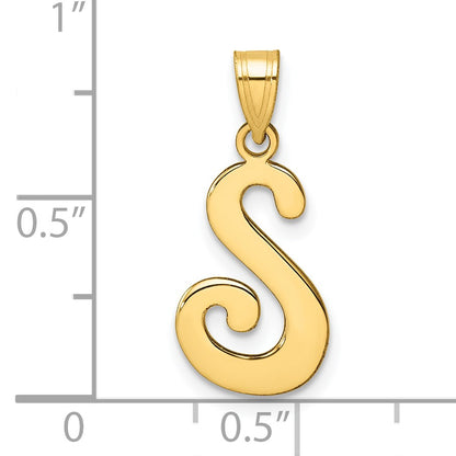 14K Script Letter S Initial Pendant