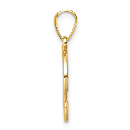 14K Script Letter T Initial Pendant