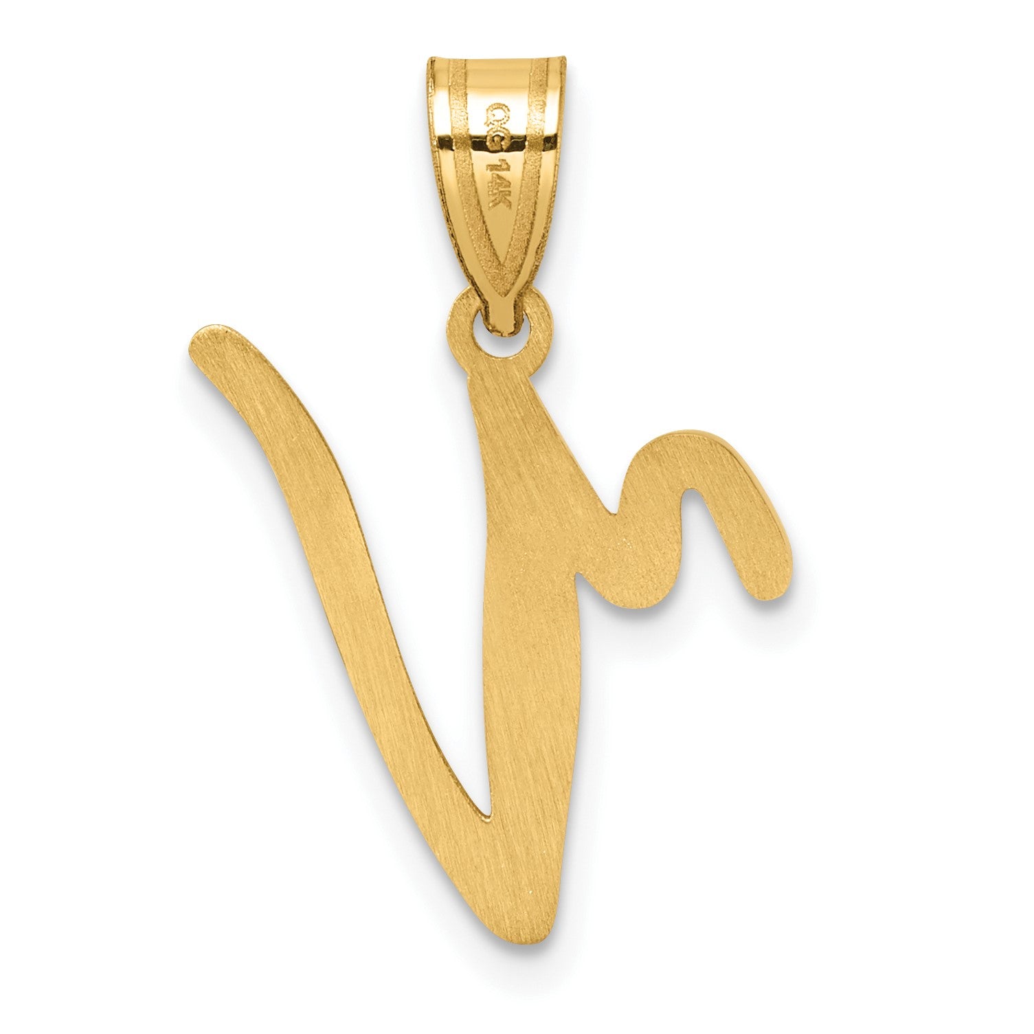 14K Script Letter V Initial Pendant