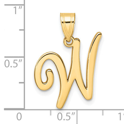 14K Script Letter W Initial Pendant
