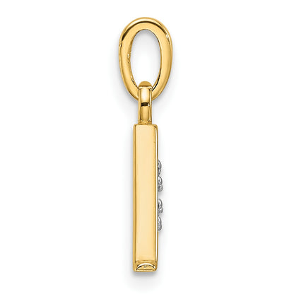 14K with Rhodium Diamond Letter A Initial Pendant