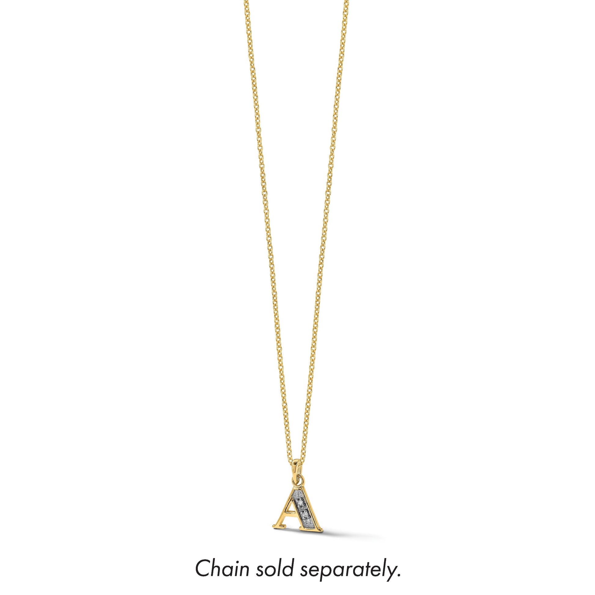 14K with Rhodium Diamond Letter A Initial Pendant