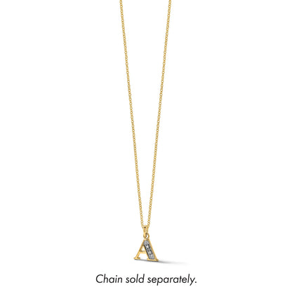 14K with Rhodium Diamond Letter A Initial Pendant