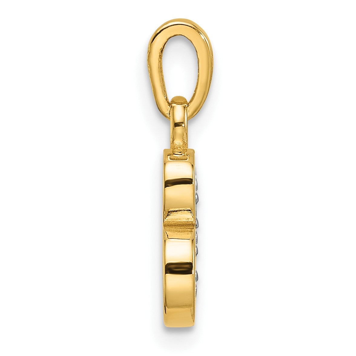 14K with Rhodium Diamond Letter B Initial Pendant