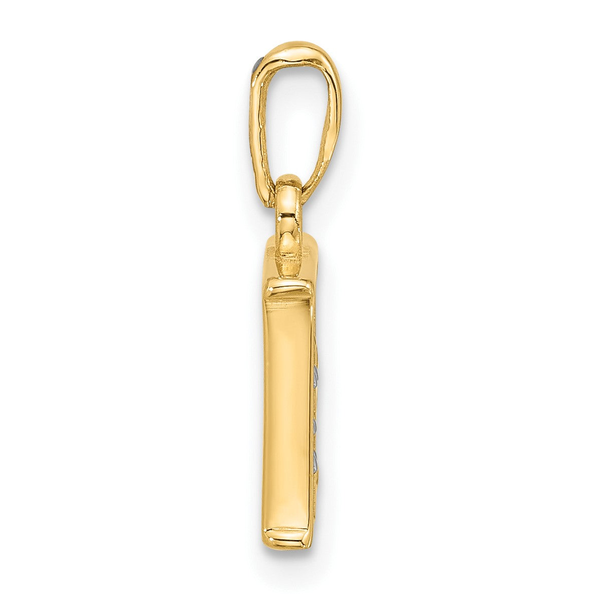 14K with Rhodium Diamond Letter E Initial Pendant