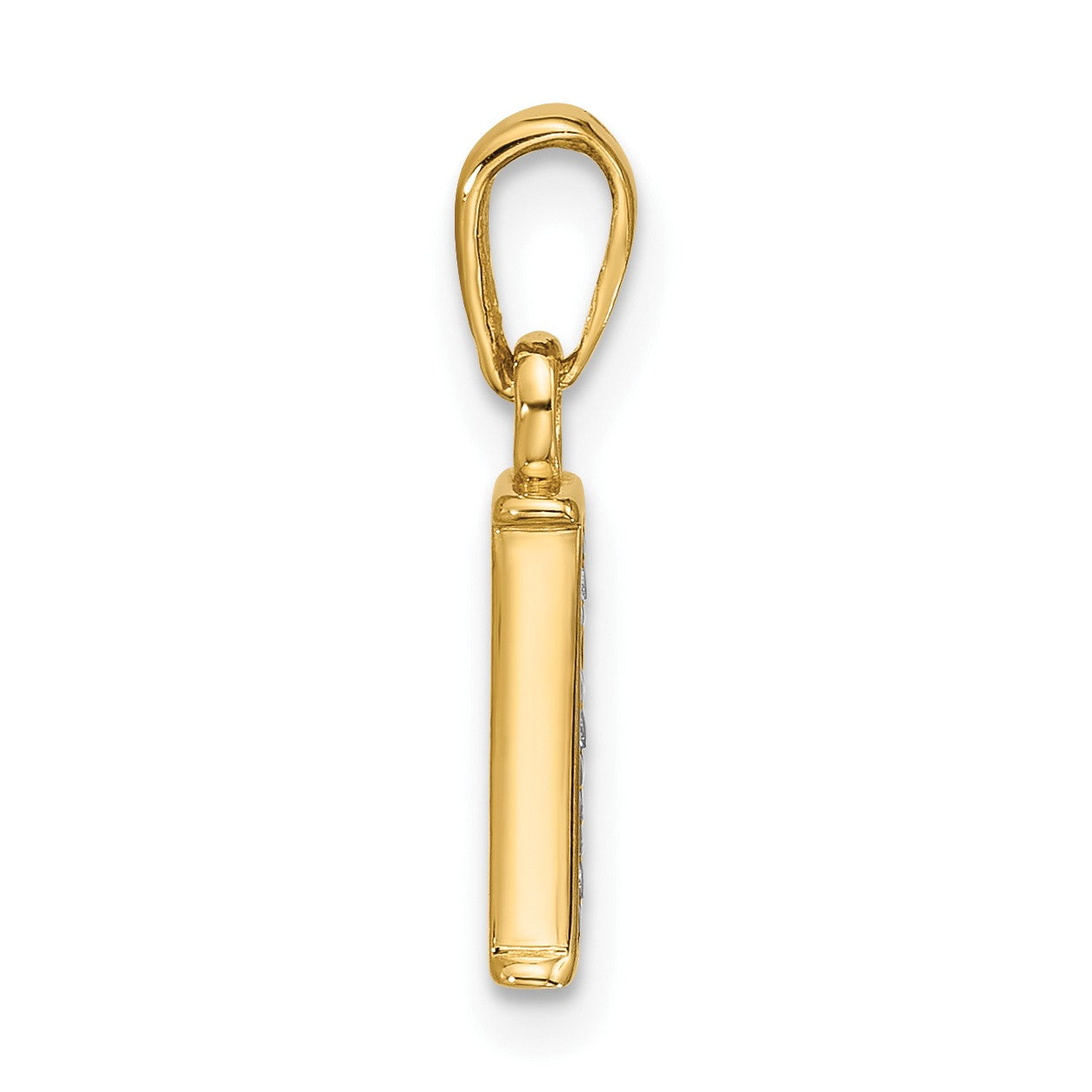 14K with Rhodium Diamond Letter I Initial Pendant