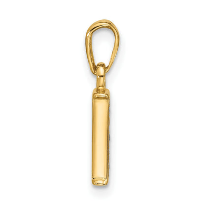 14K with Rhodium Diamond Letter I Initial Pendant